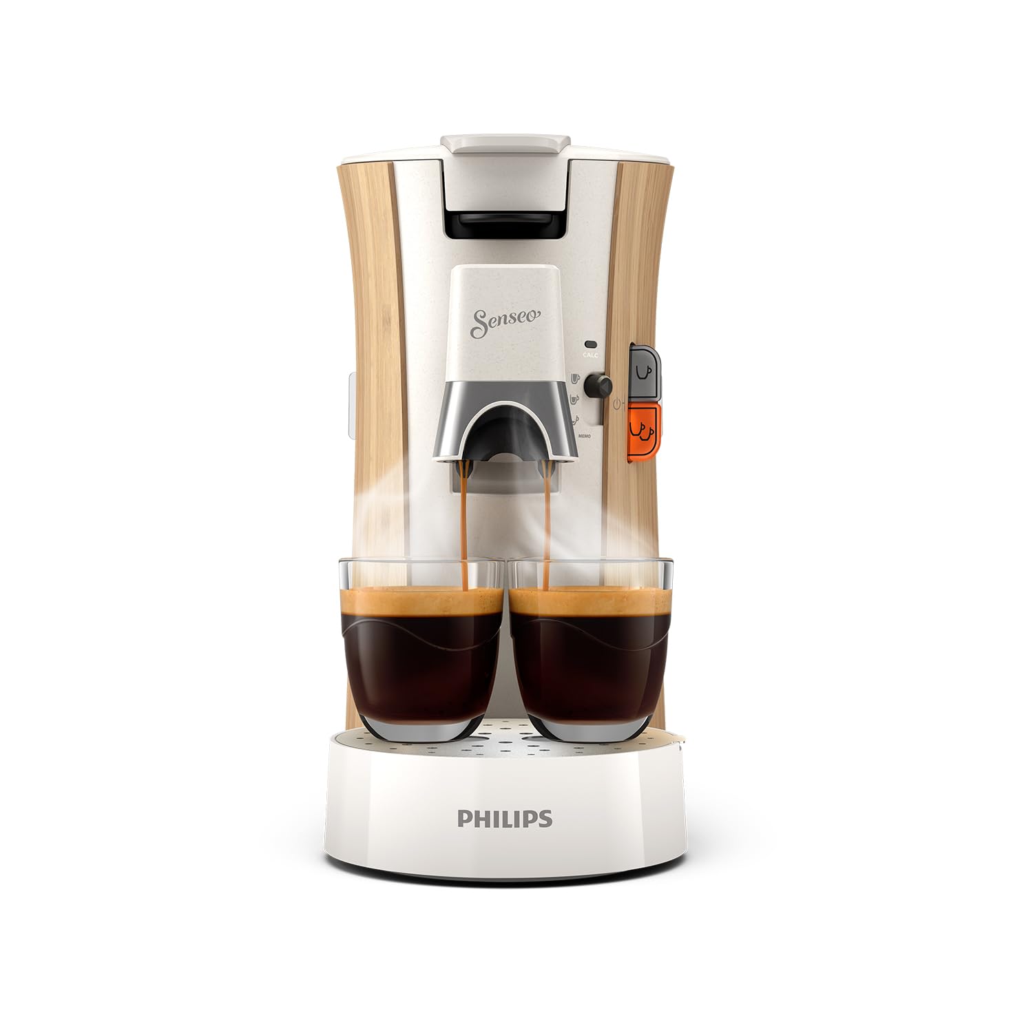 Aurien Select – Machine à Dosettes, 3 Intensités, Crema Plus, Mémo, Bio-Plastique – Blanc Soie (CSA240/06)