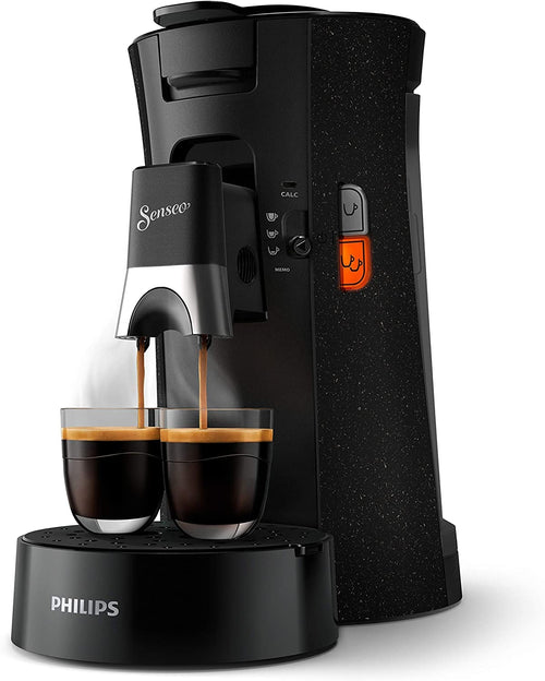 Aurien Eco Select – Cafetière Dosettes, 1450W, Plastique Recyclé, Force Plus, Mémo – Noir Moucheté (CSA240/20)