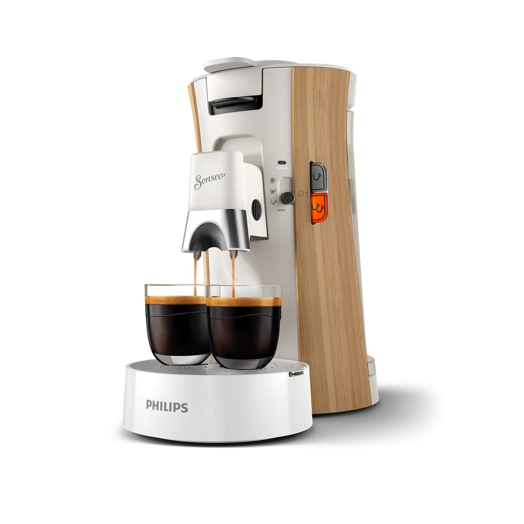 Aurien Select – Machine à Dosettes, 3 Intensités, Crema Plus, Mémo, Bio-Plastique – Blanc Soie (CSA240/06)