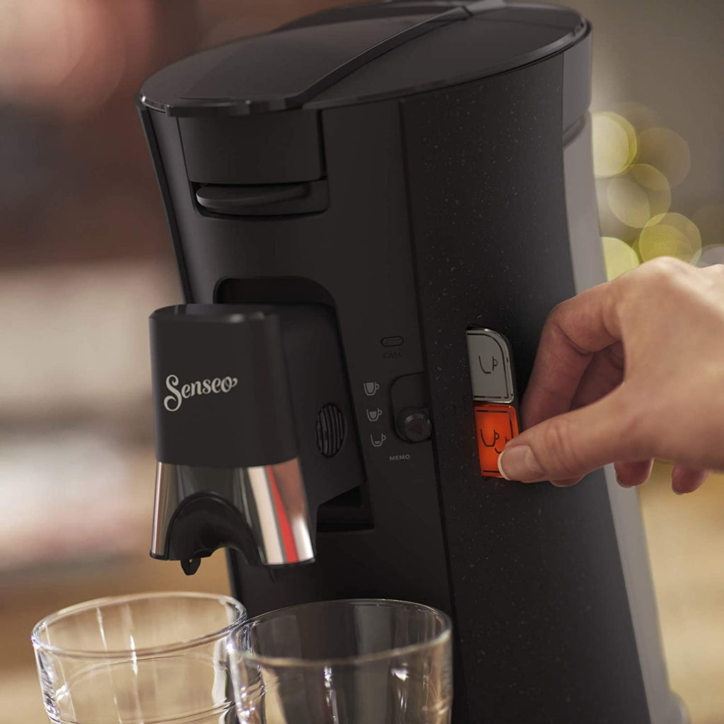 Aurien Eco Select – Cafetière Dosettes, 1450W, Plastique Recyclé, Force Plus, Mémo – Noir Moucheté (CSA240/20)