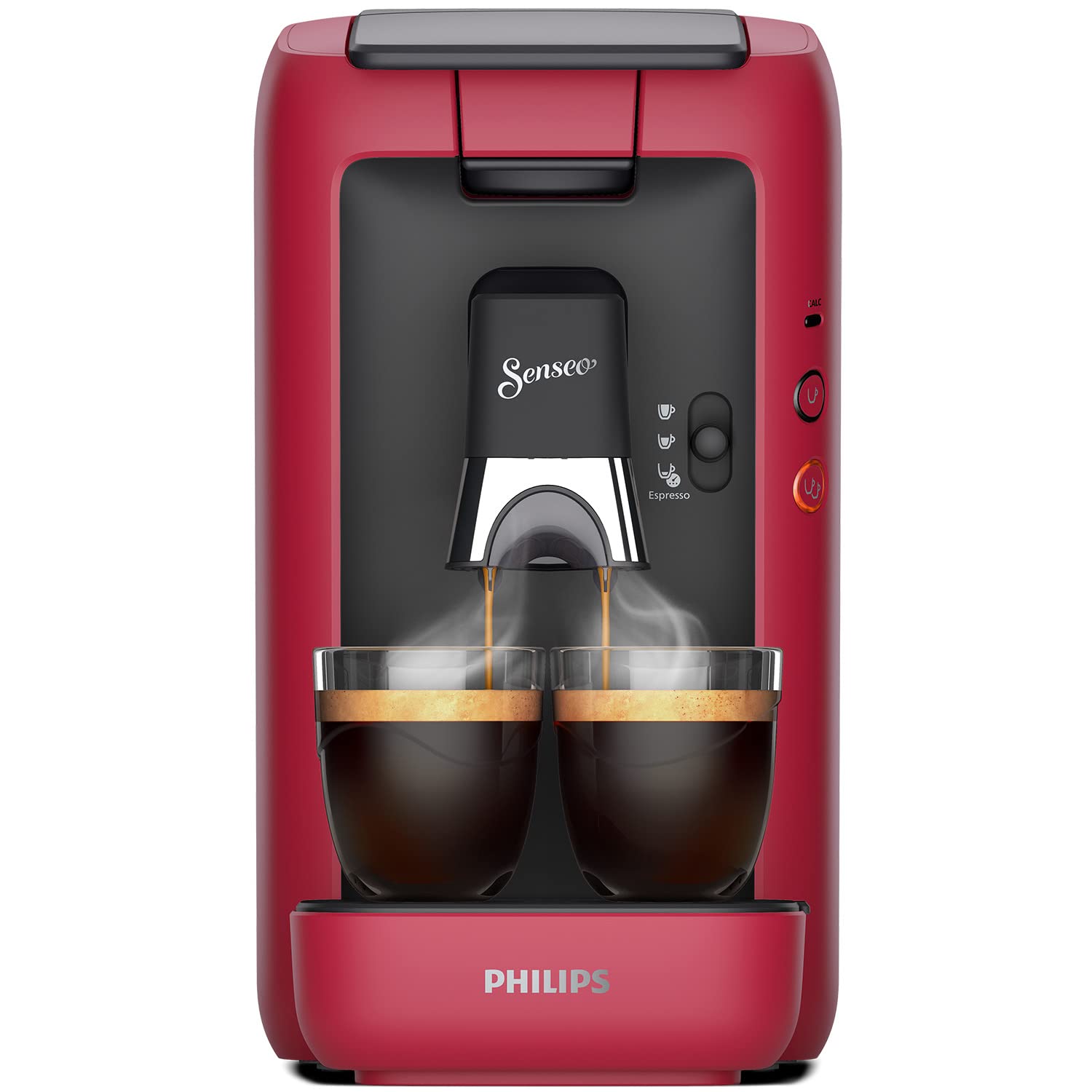 Aurien Maestro – Cafetière à Dosettes, Réservoir 1,2 L, Intensité, Mémo – Rouge (CSA260/91)