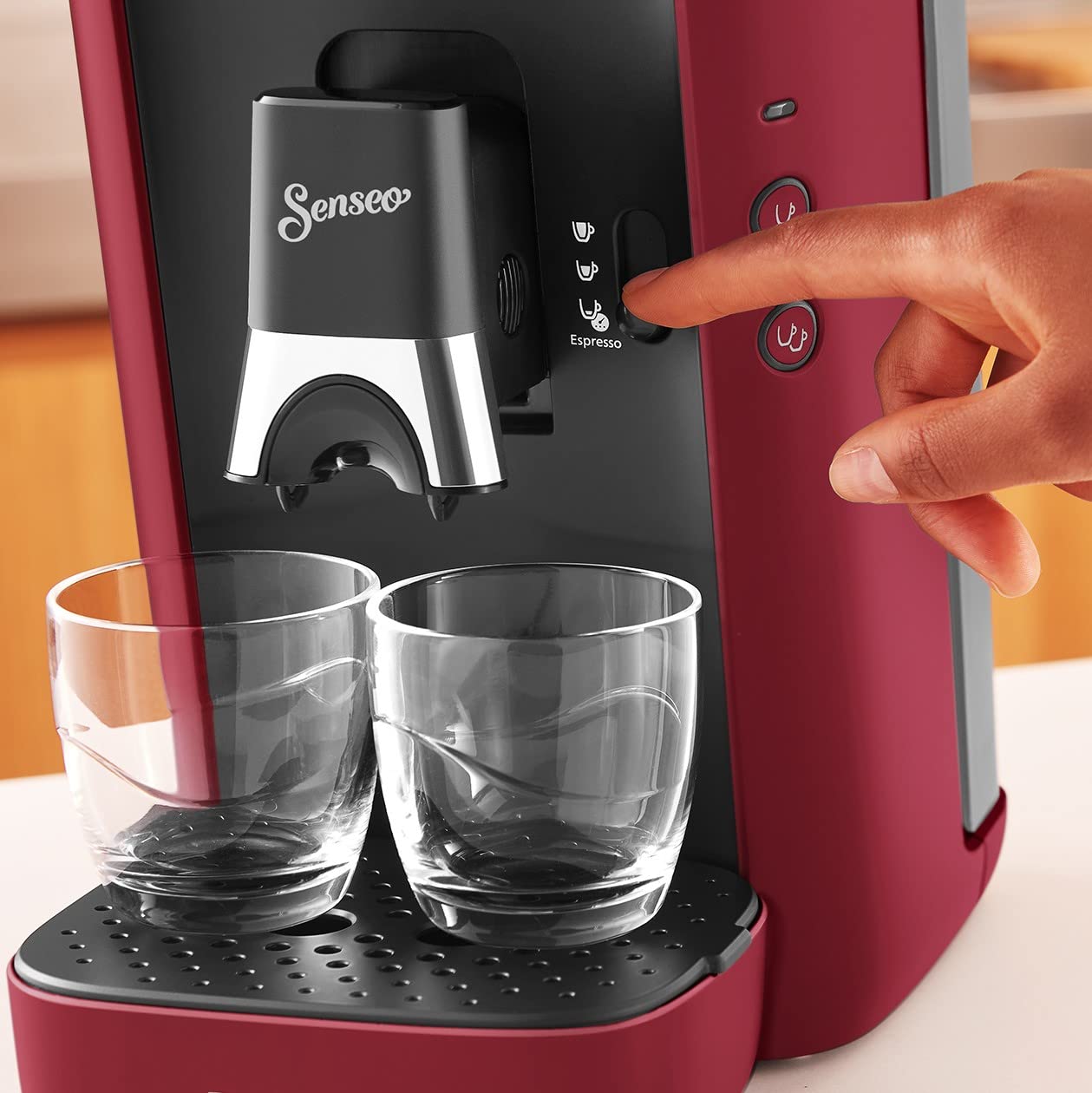 Aurien Maestro – Cafetière à Dosettes, Réservoir 1,2 L, Intensité, Mémo – Rouge (CSA260/91)