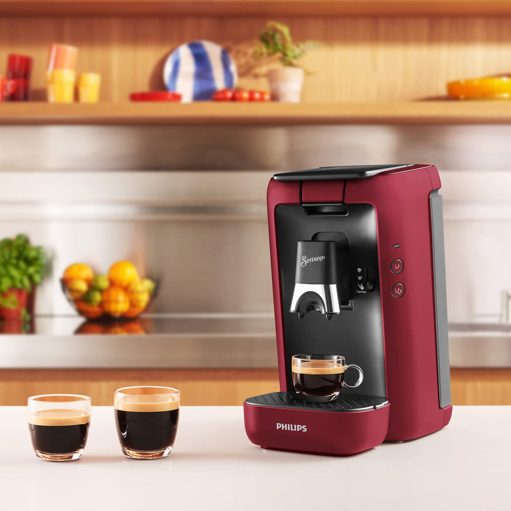 Aurien Maestro – Cafetière à Dosettes, Réservoir 1,2 L, Intensité, Mémo – Rouge (CSA260/91)