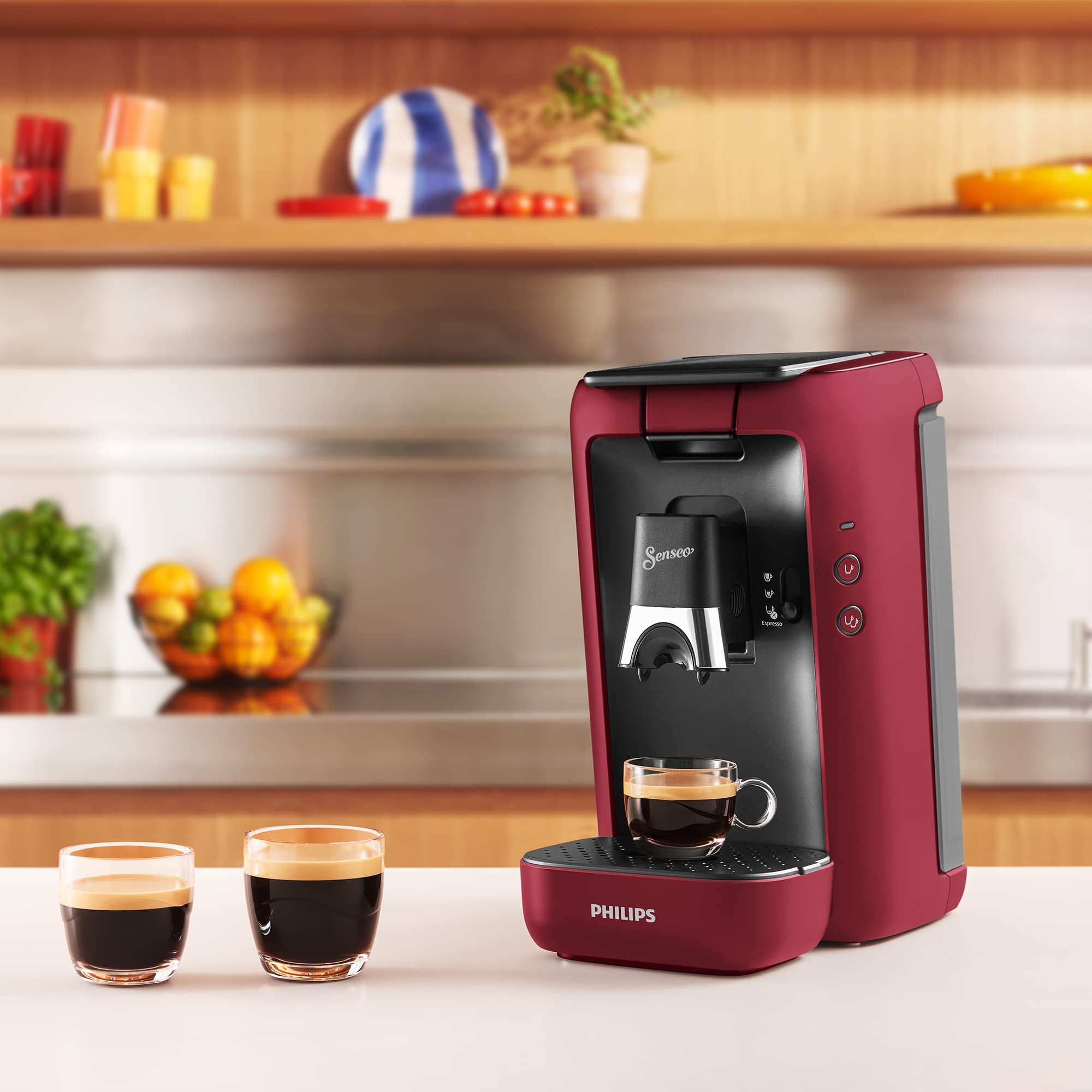 Aurien Maestro – Cafetière à Dosettes, Réservoir 1,2 L, Intensité, Mémo – Rouge (CSA260/91)