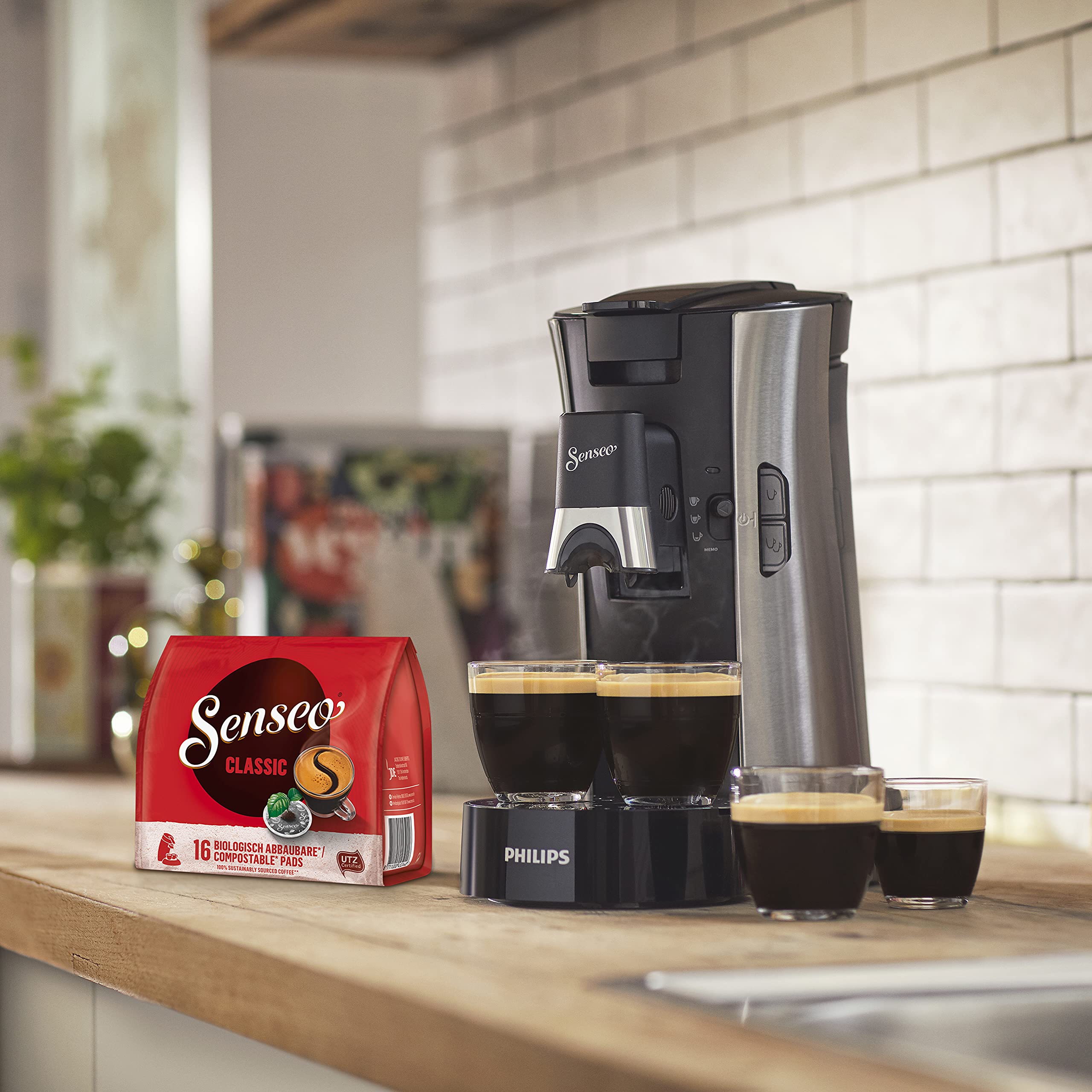 Machine à Café Dosettes Aurien Select Eco – Force Plus, Crema Plus, Mémo – Acier Brossé (CSA250/10)